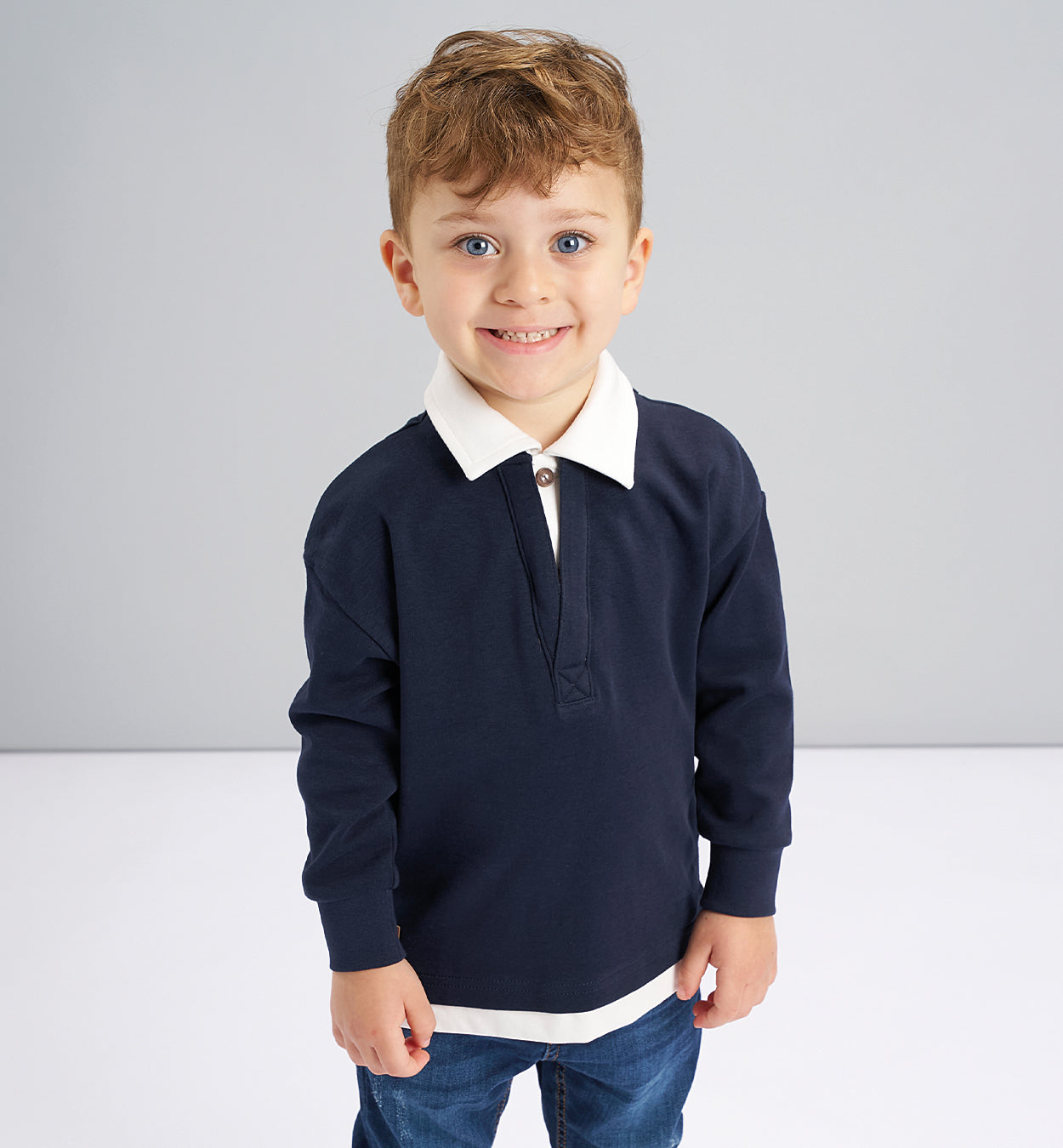 Completo bambino polo blu e jeans