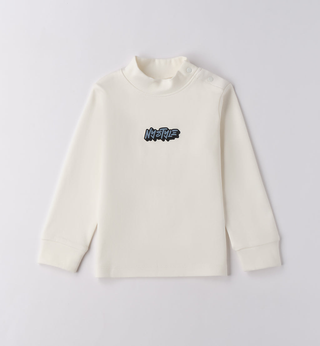 Completo casual chic bambino camicia a quadri blu e beige
