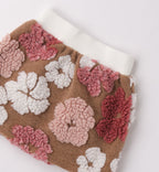 Completo bambina elegante fiori gonna e dolcevita