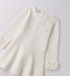 Abito bambina elegante bianco e grigio