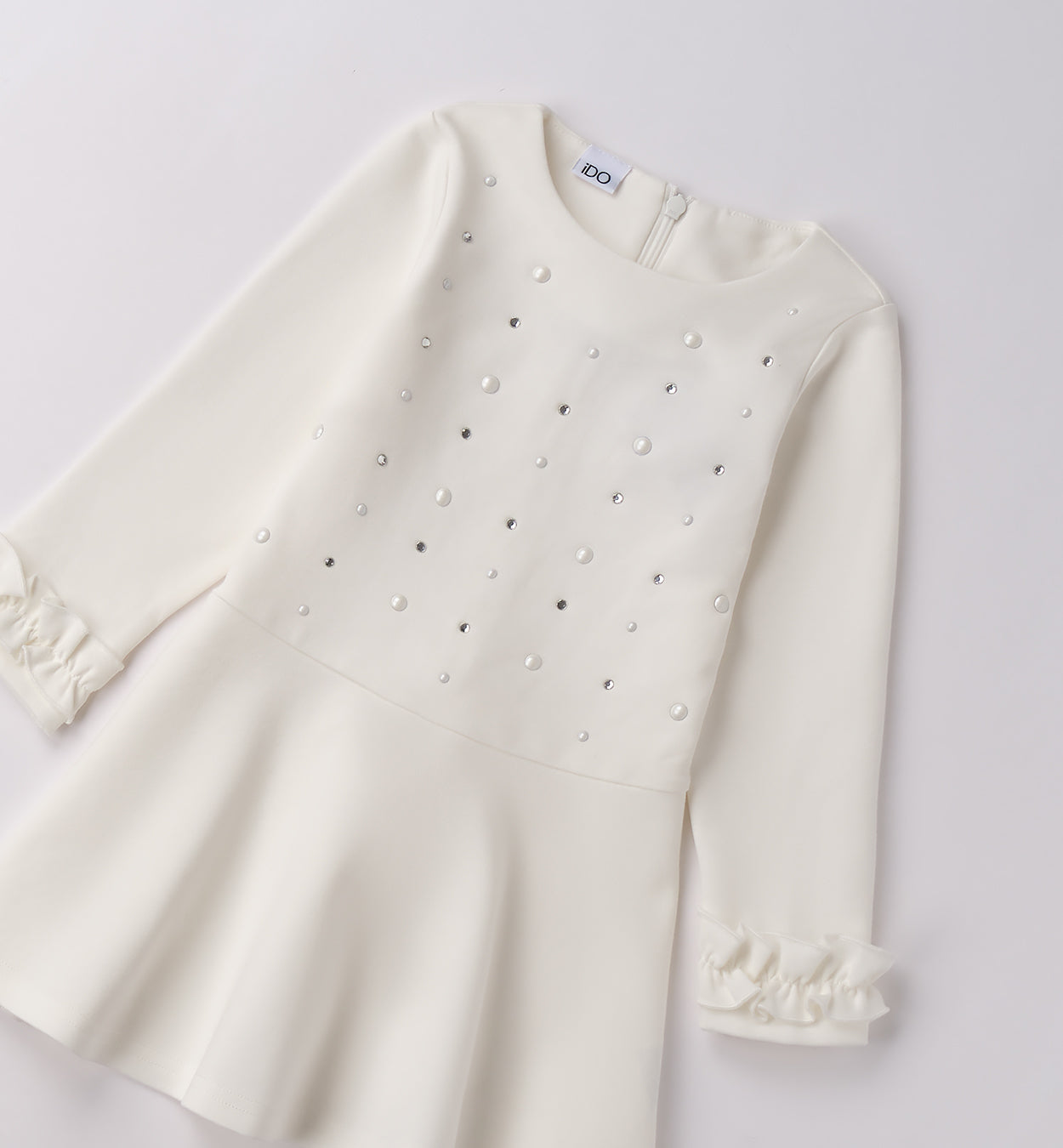 Abito bambina elegante bianco e grigio