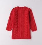 Abito bambina trecce  panna e rosso