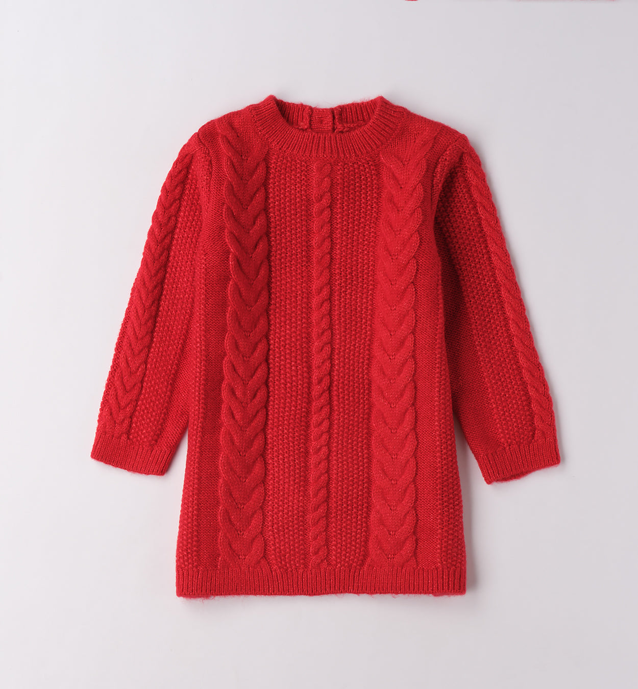 Abito bambina trecce  panna e rosso