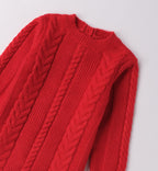 Abito bambina trecce  panna e rosso