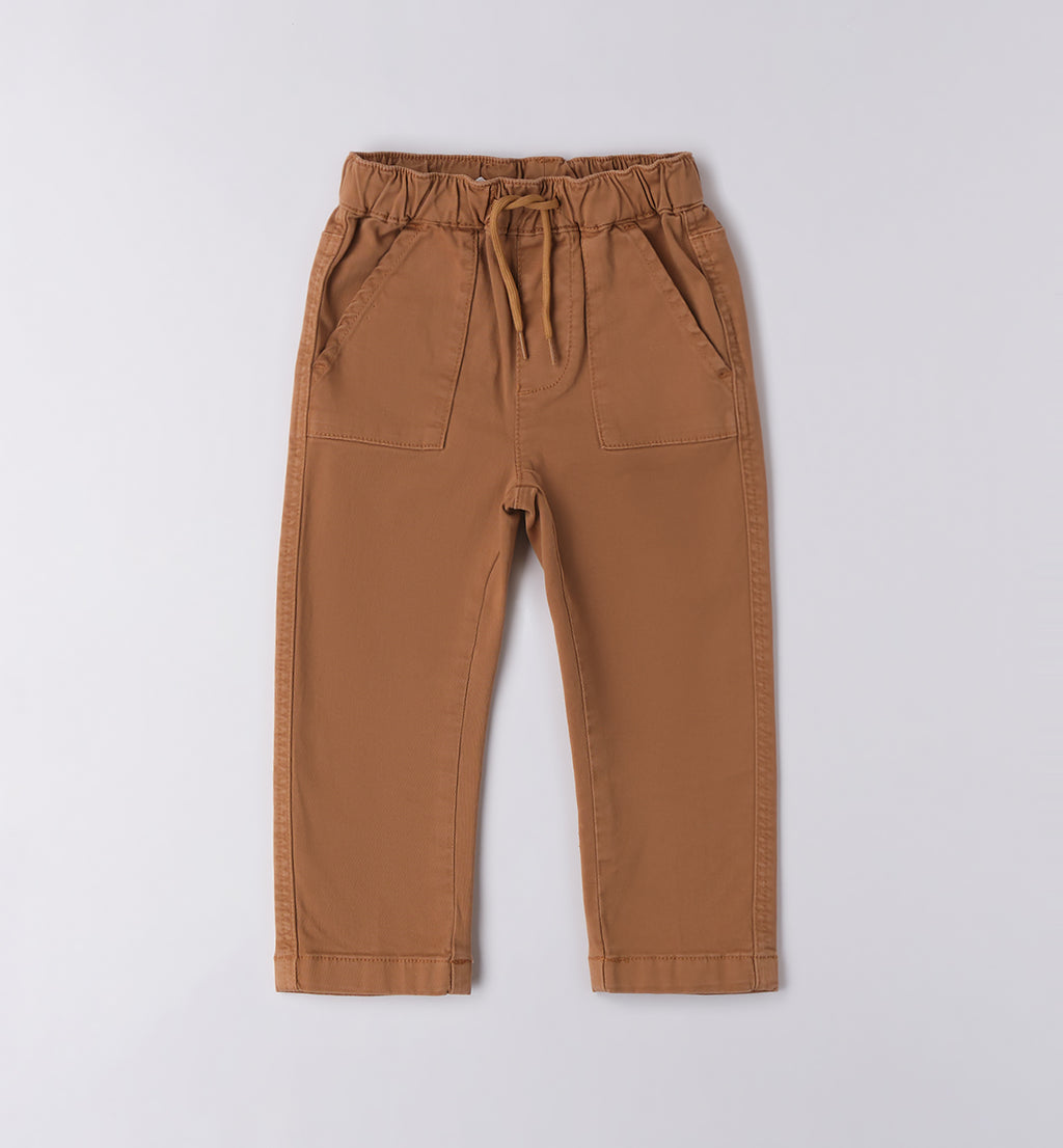 Completo bambino felpa blu e pantaloni cammello
