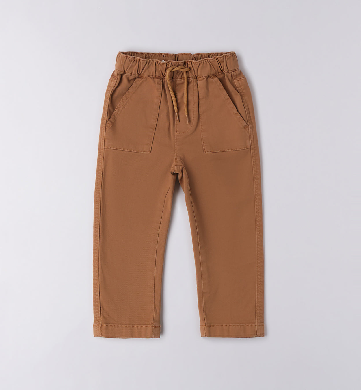 Completo bambino felpa blu e pantaloni cammello
