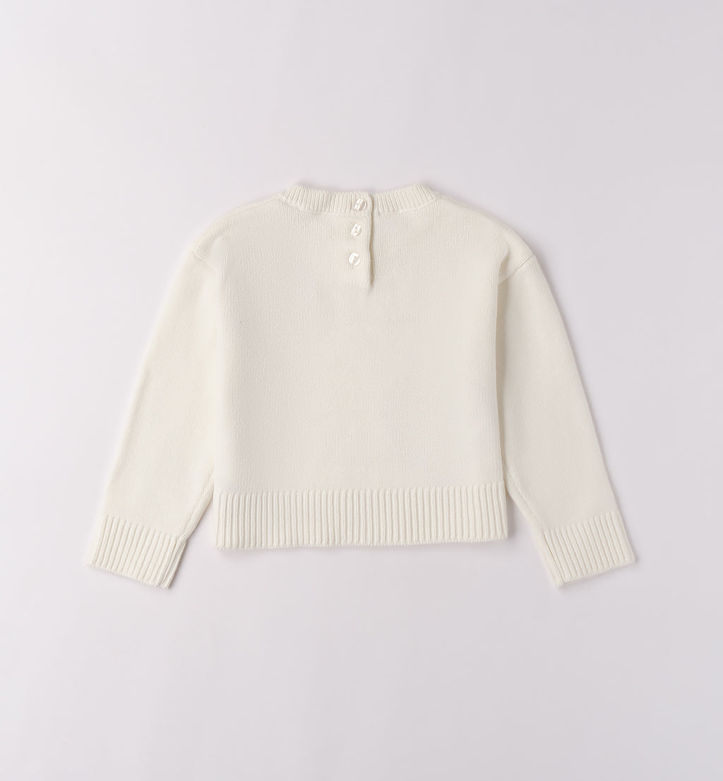 Maglione panna con cuori rossi bambina