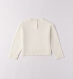 Maglione panna con cuori rossi bambina