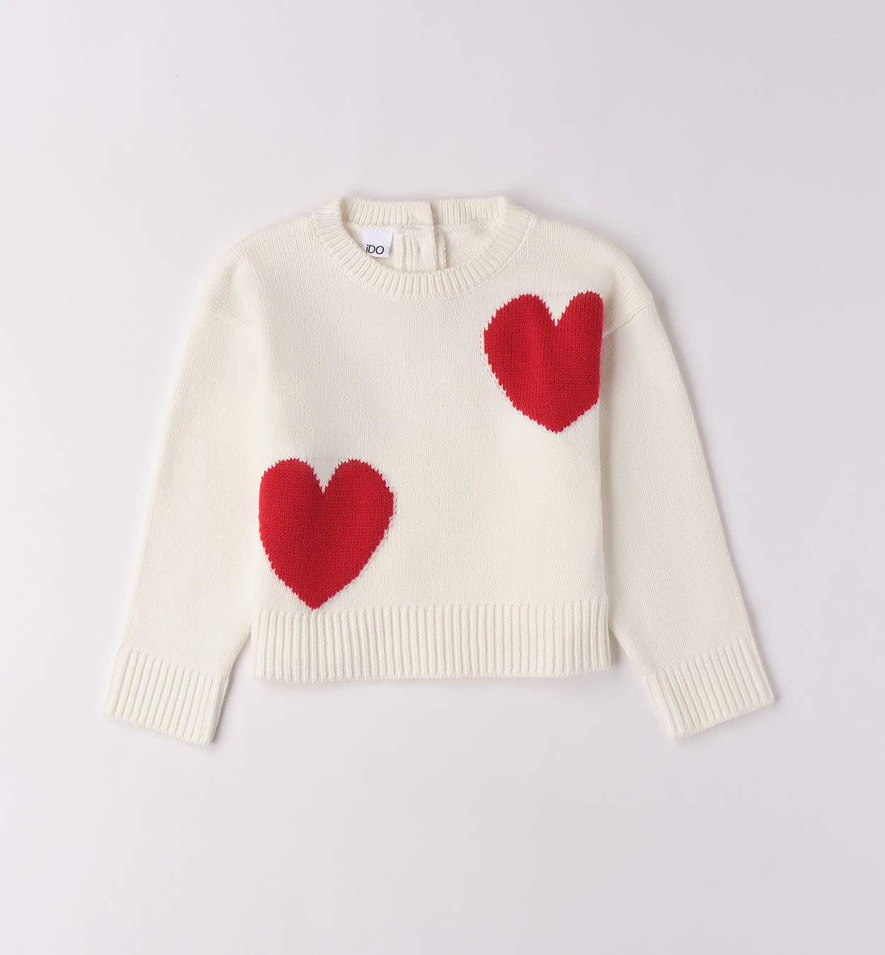 Maglione panna con cuori rossi bambina