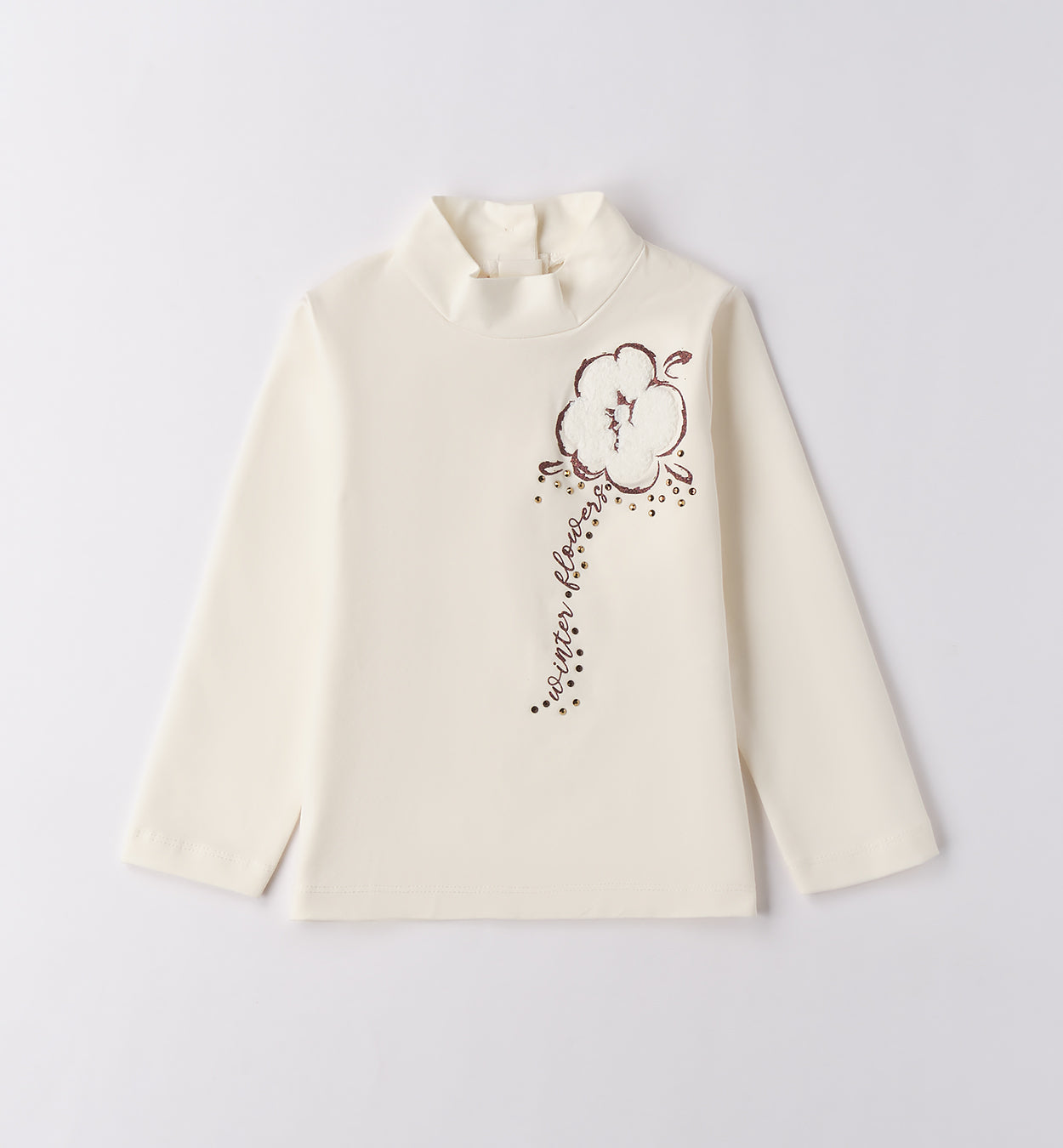 Completo bambina elegante fiori gonna e dolcevita