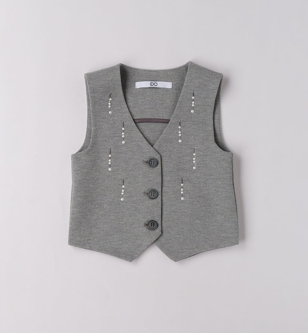 Completo bimba grigio con gilet e pantalone