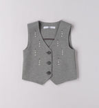 Completo bimba grigio con gilet e pantalone