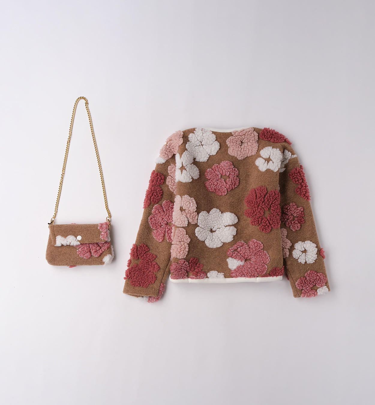 Completo bambina elegante fiori con borsa
