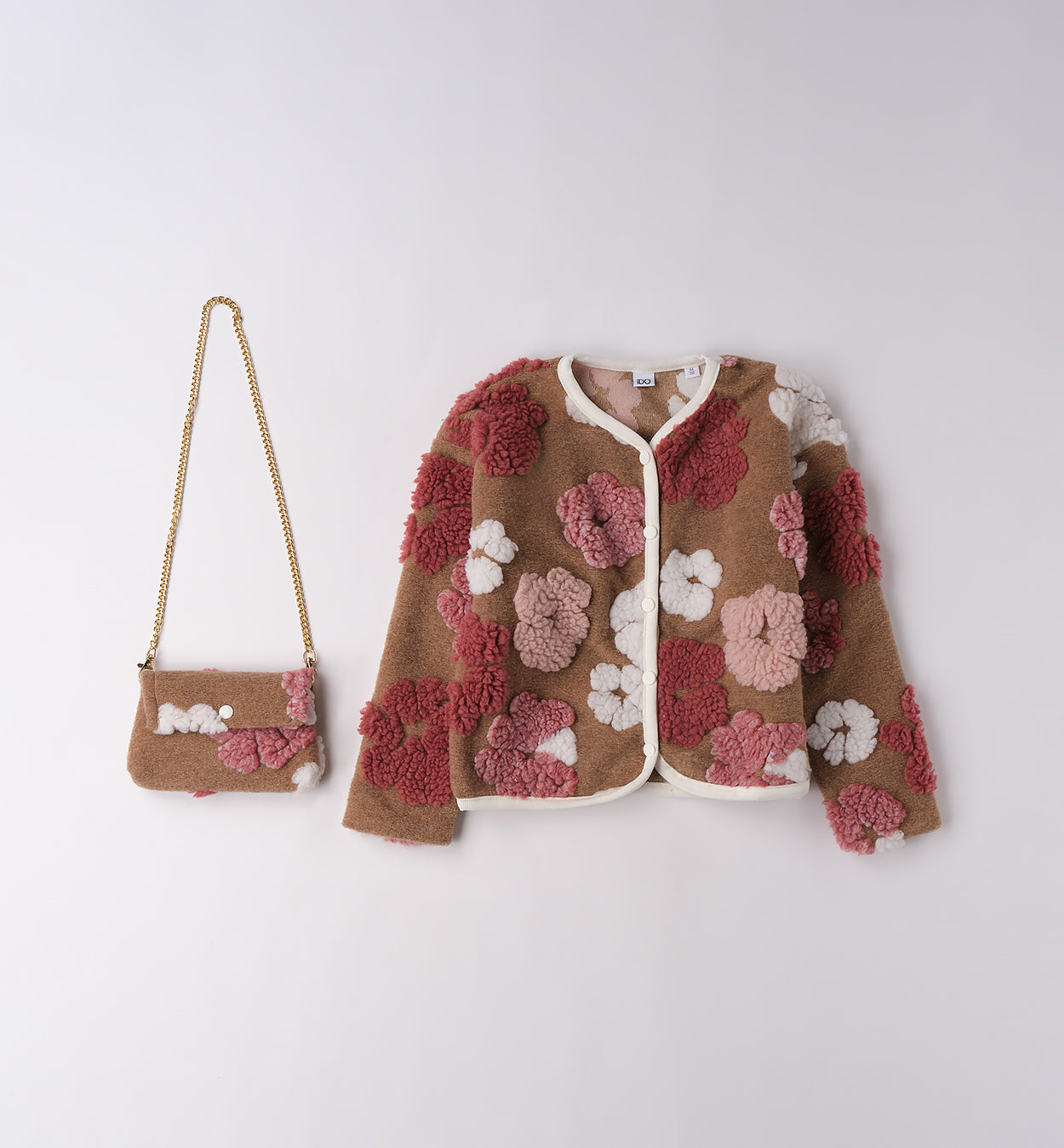 Completo bambina elegante fiori con borsa