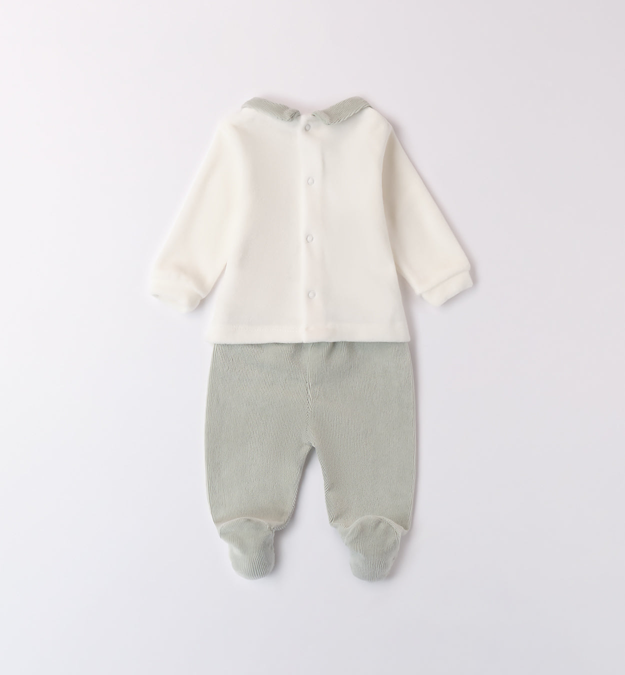 Tutina neonato caldo cotone con orsetto verde