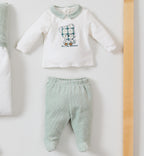 Tutina neonato caldo cotone con orsetto verde