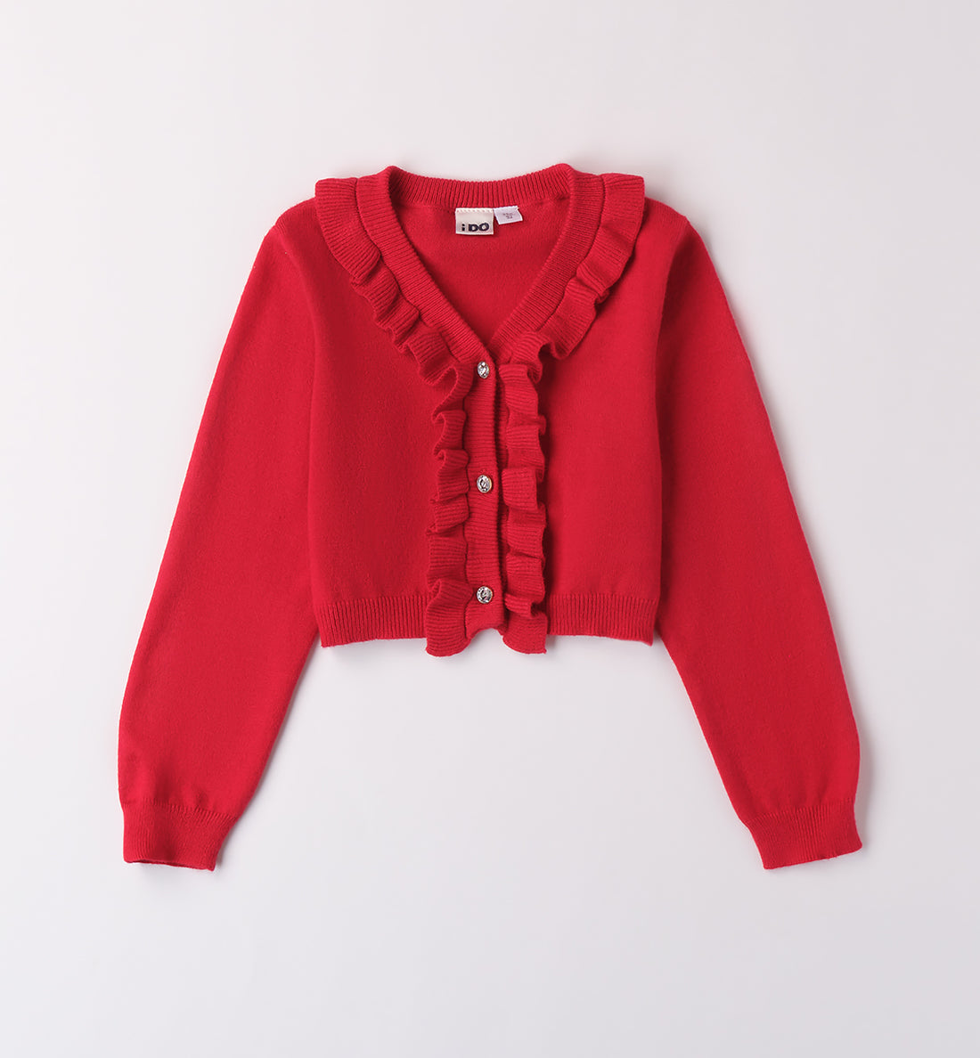 Completo Natalizio con Cardigan Rosso e Camicia con Volant