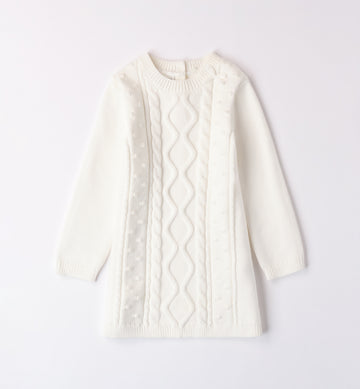 Abito bimba panna in maglia intrecciata