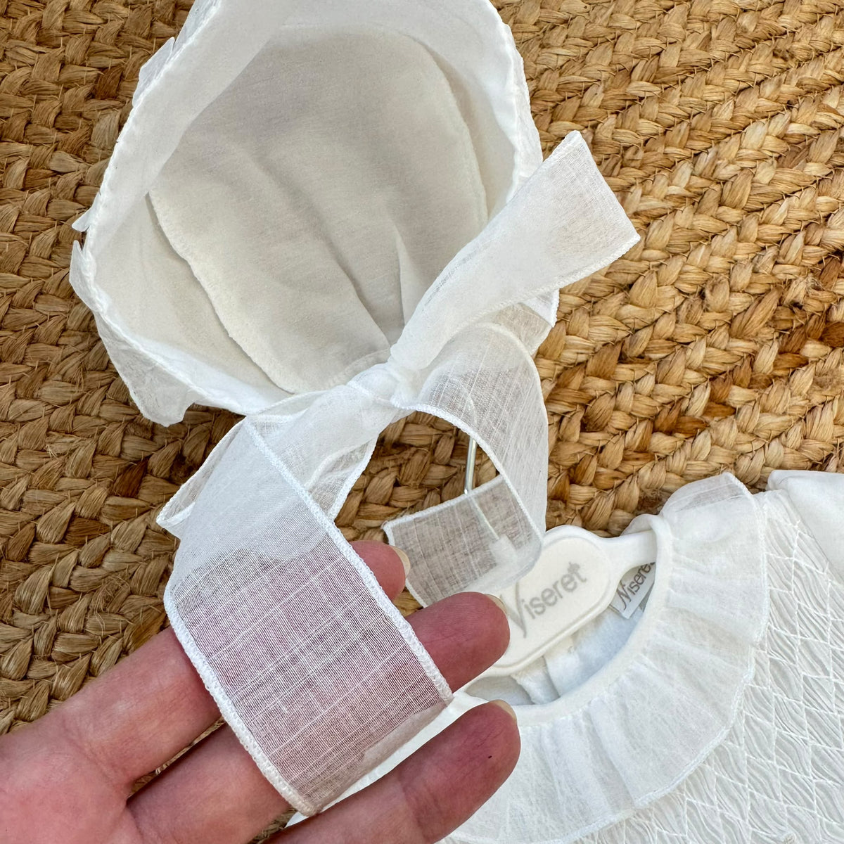 Abito battesimo bimba lungo bianco avorio con smock