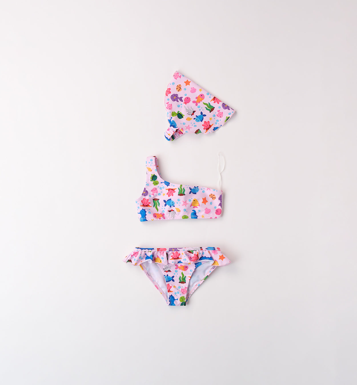 BIKINI MARE BAMBINA CON BALZA E STAMPA OCEANO
