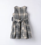Abito bimba scozzese grigio con fiori