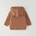 Giubbotto bimbo color nocciola in 100% cotone con cappuccio, alamari e tasche