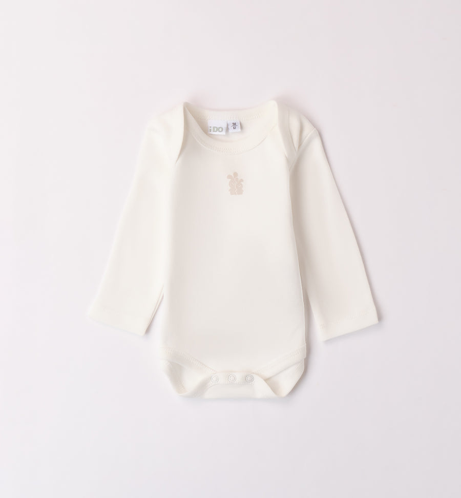 Body cotone neonato/a panna manica lunga