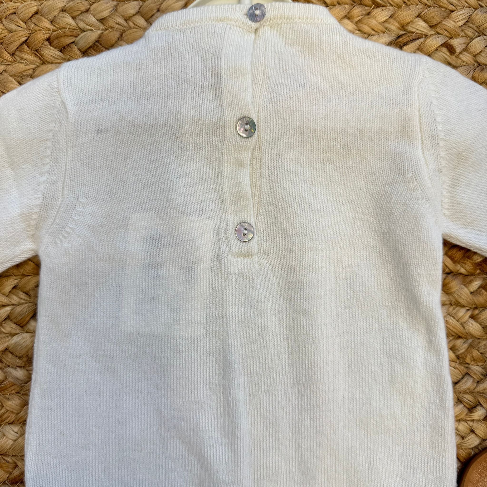 Tutina neonato/a panna in lana e cashmere con scarpine coordinate