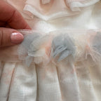 ABITO ELEGANTE ROSA CIPRIA CON FIORI IN TULLE