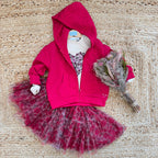 Completo bambina fucsia con tutu a fiori