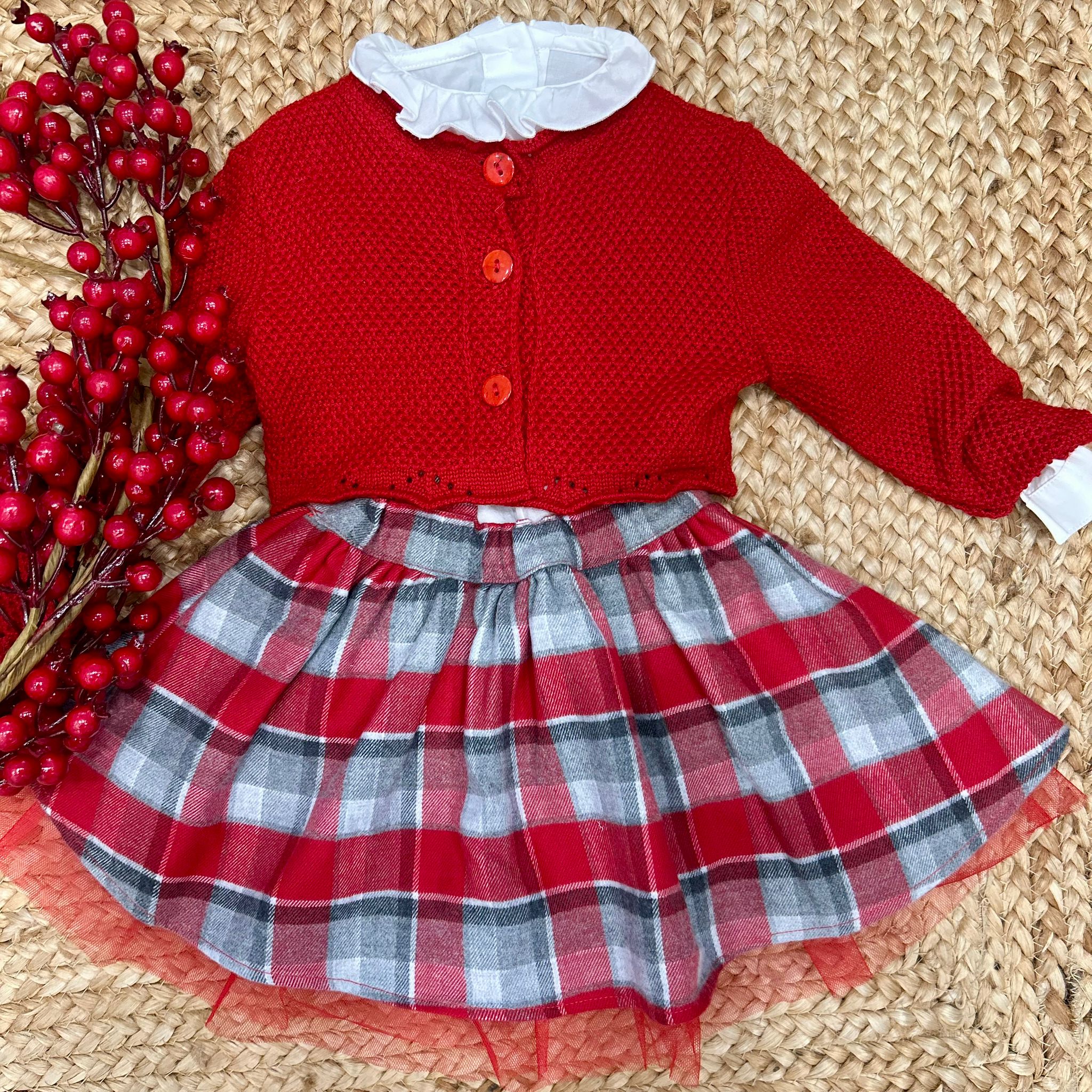 Abitino bimba neonata scozzese e rosso