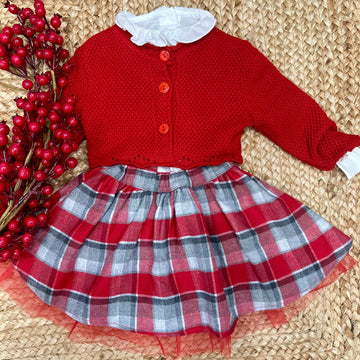 Abitino bimba neonata scozzese e rosso