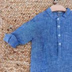 CAMICIA BAMBINO IN LINO BLU