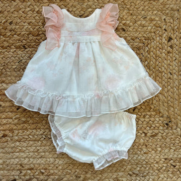 ABITO NEONATA CON BALZE E FIOCCO ROSA CIPRIA