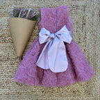 ABITO ROSA CON BALZE E MAXI FIOCCO