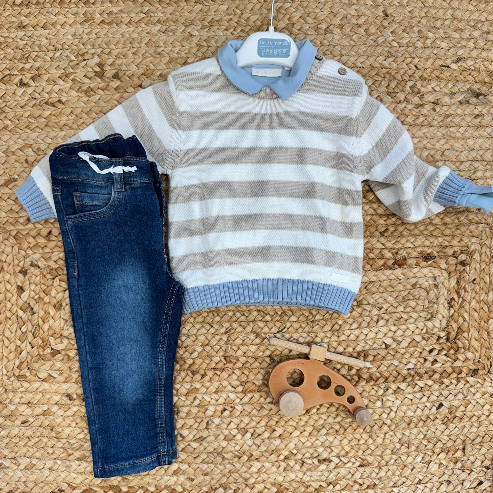 Bimbo maglia righe e jeans