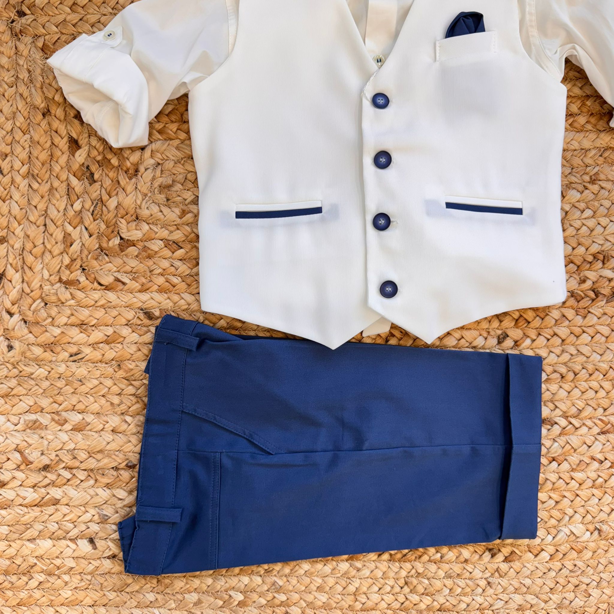 COMPLETO BIANCO E BLU PICCOLO GENTLEMAN