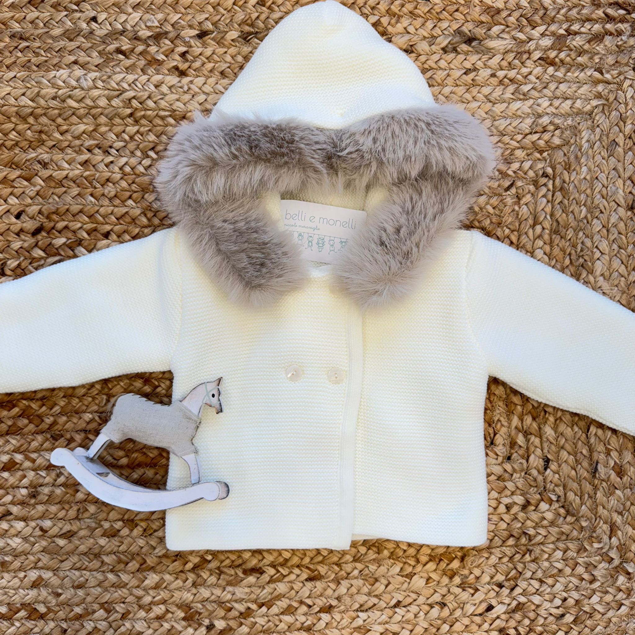 Cappottino bimbo panna con cappuccio