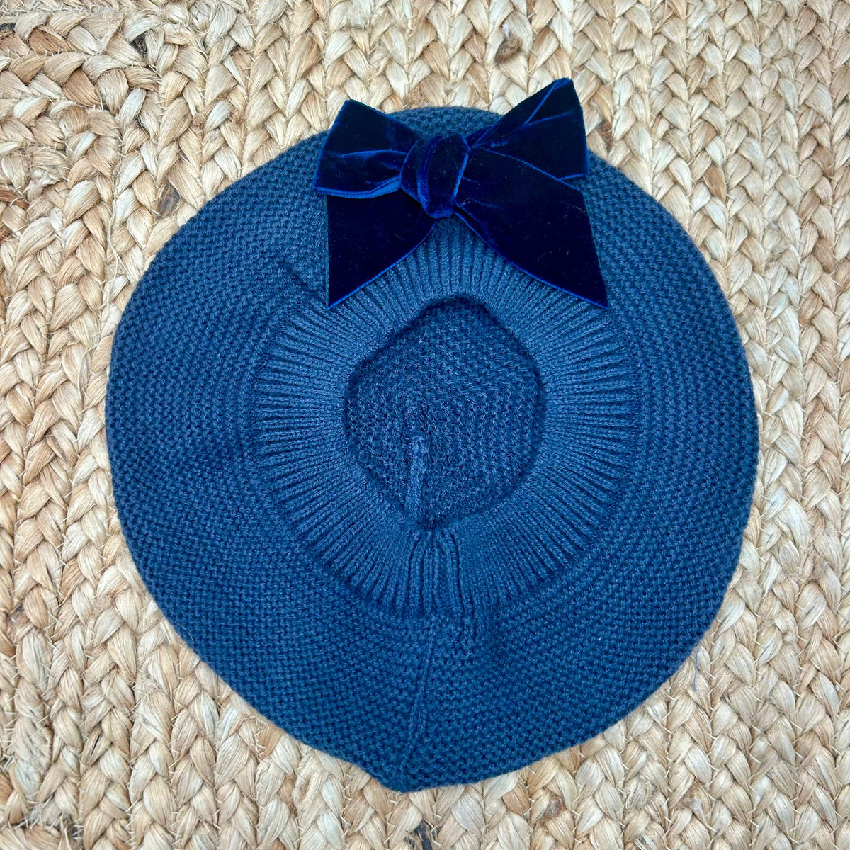 Basco blu navy neonata Condor con fiocco in velluto