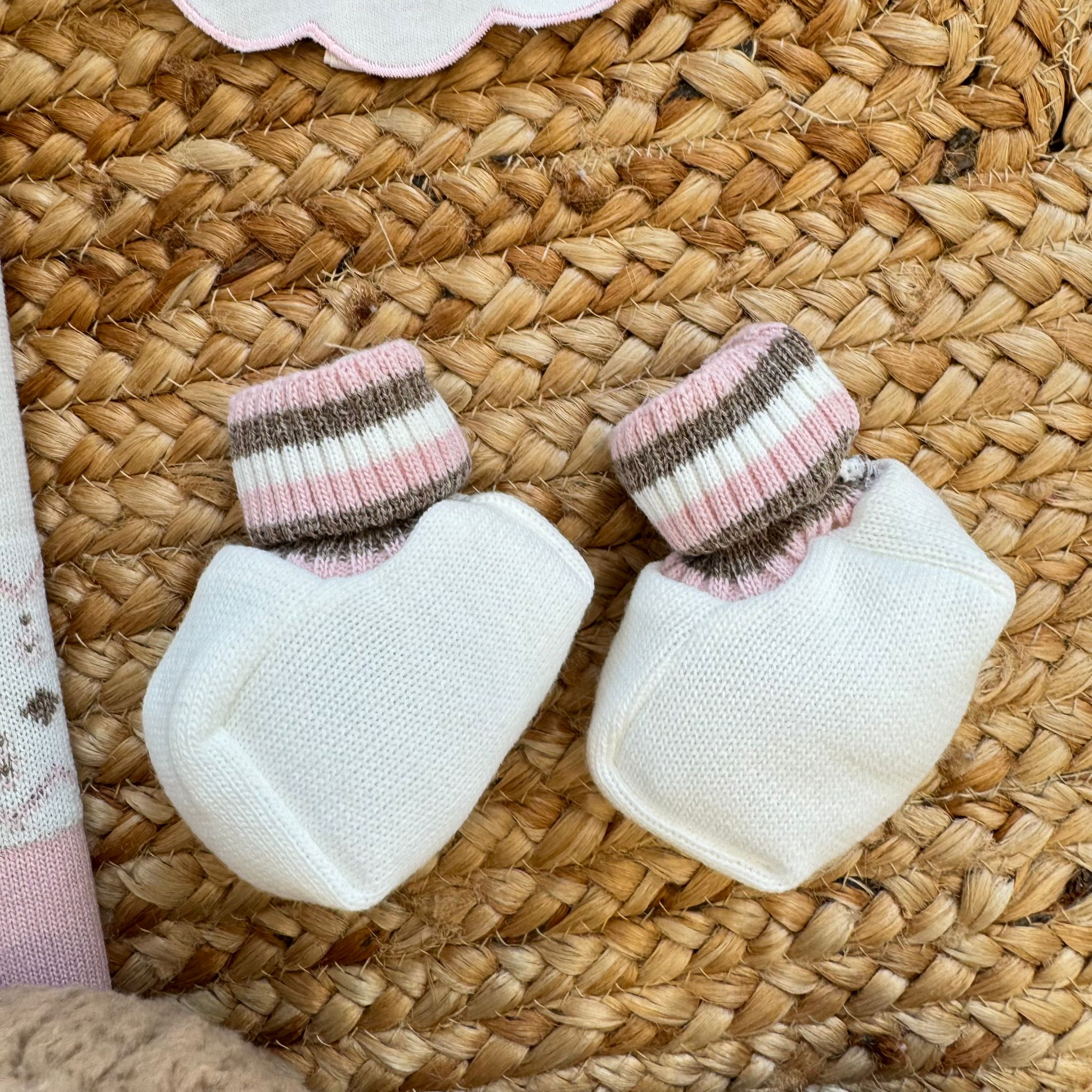 Set nascita neonata rosa e panna con orsetto