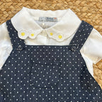 COMPLETO BIMBA SALOPETTE BLU A POIS E CAMICINA MARGHERITE