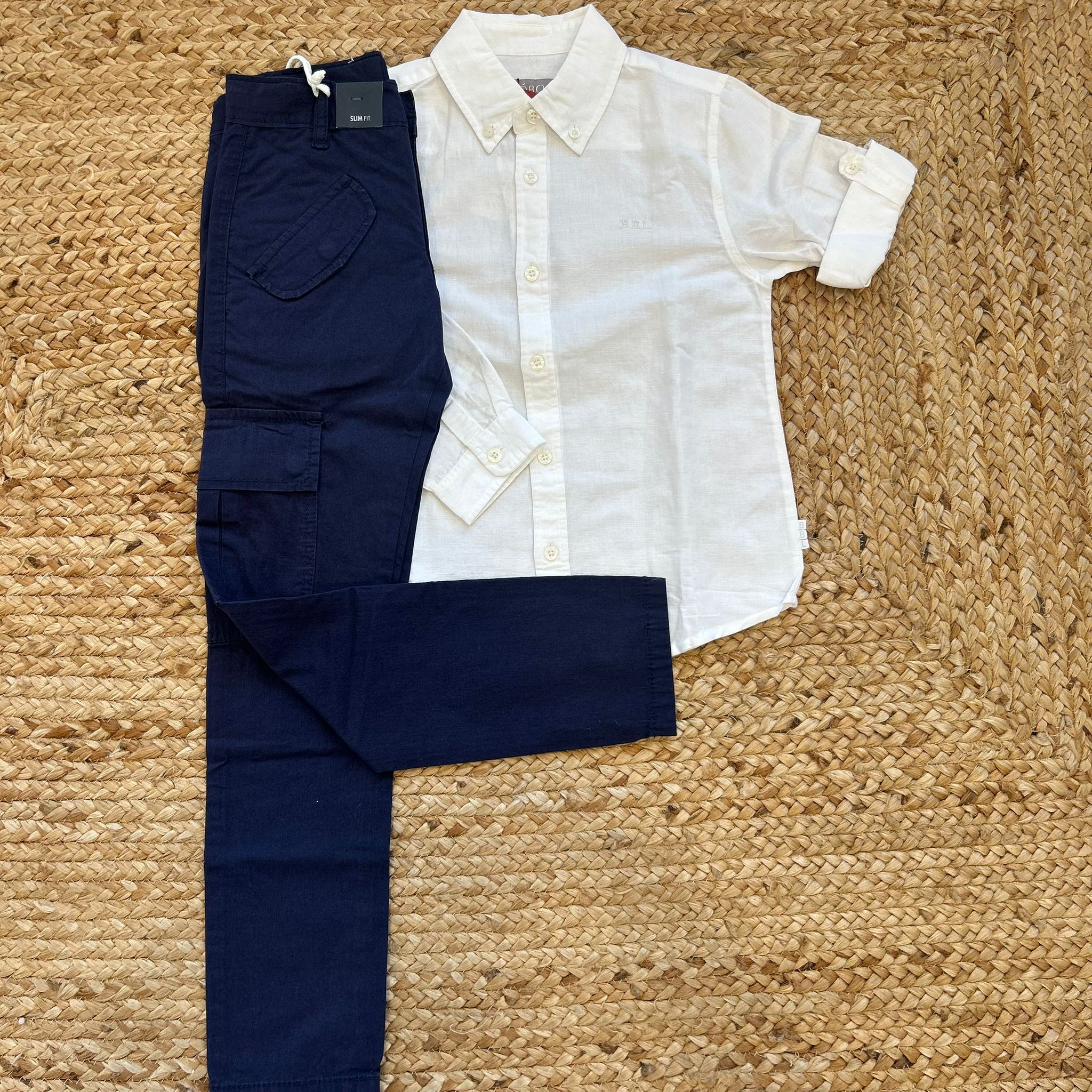 COMPLETO ESTIVO CAMICIA E PANTALONE CARGO BLU