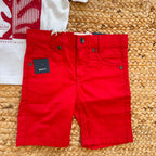 COMPLETO IDO T-SHIRT BIANCA E BERMUDA ROSSO VIVACE