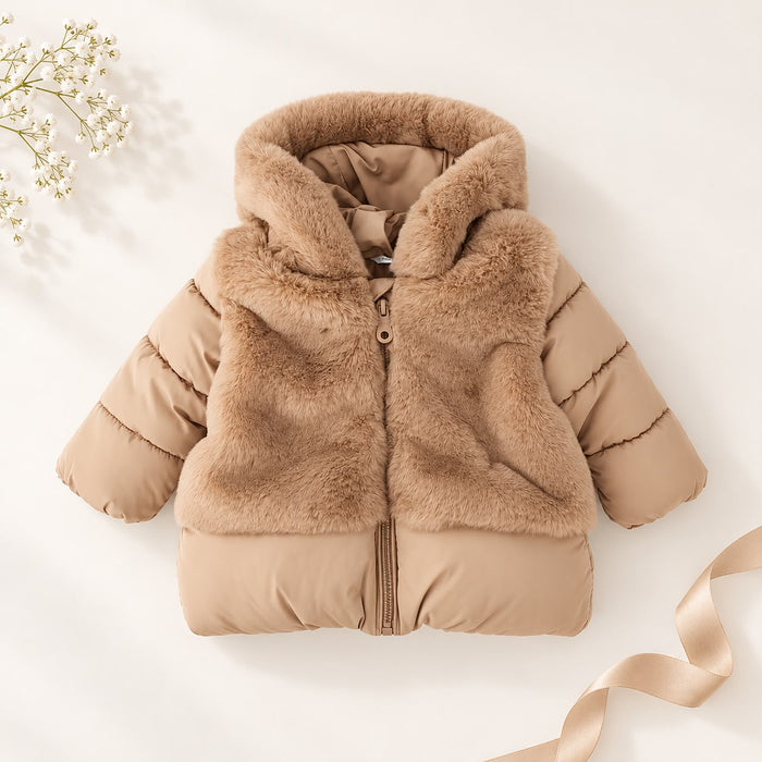 Giubbotto bimba beige con pelliccia