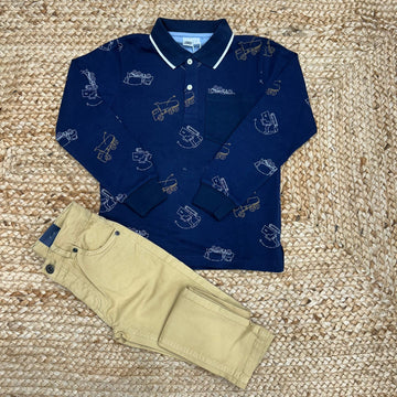 Completo bimbo blu e beige con polo