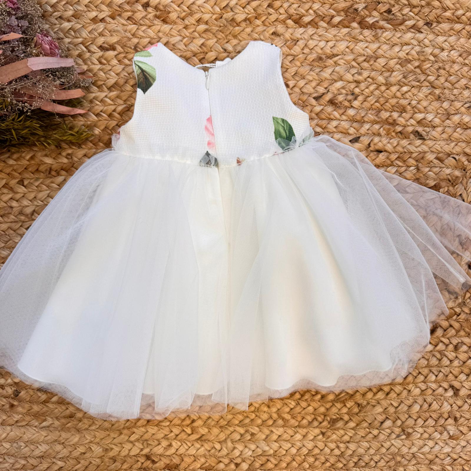 ABITO BIANCO BAMBINA FIORI E TULLE