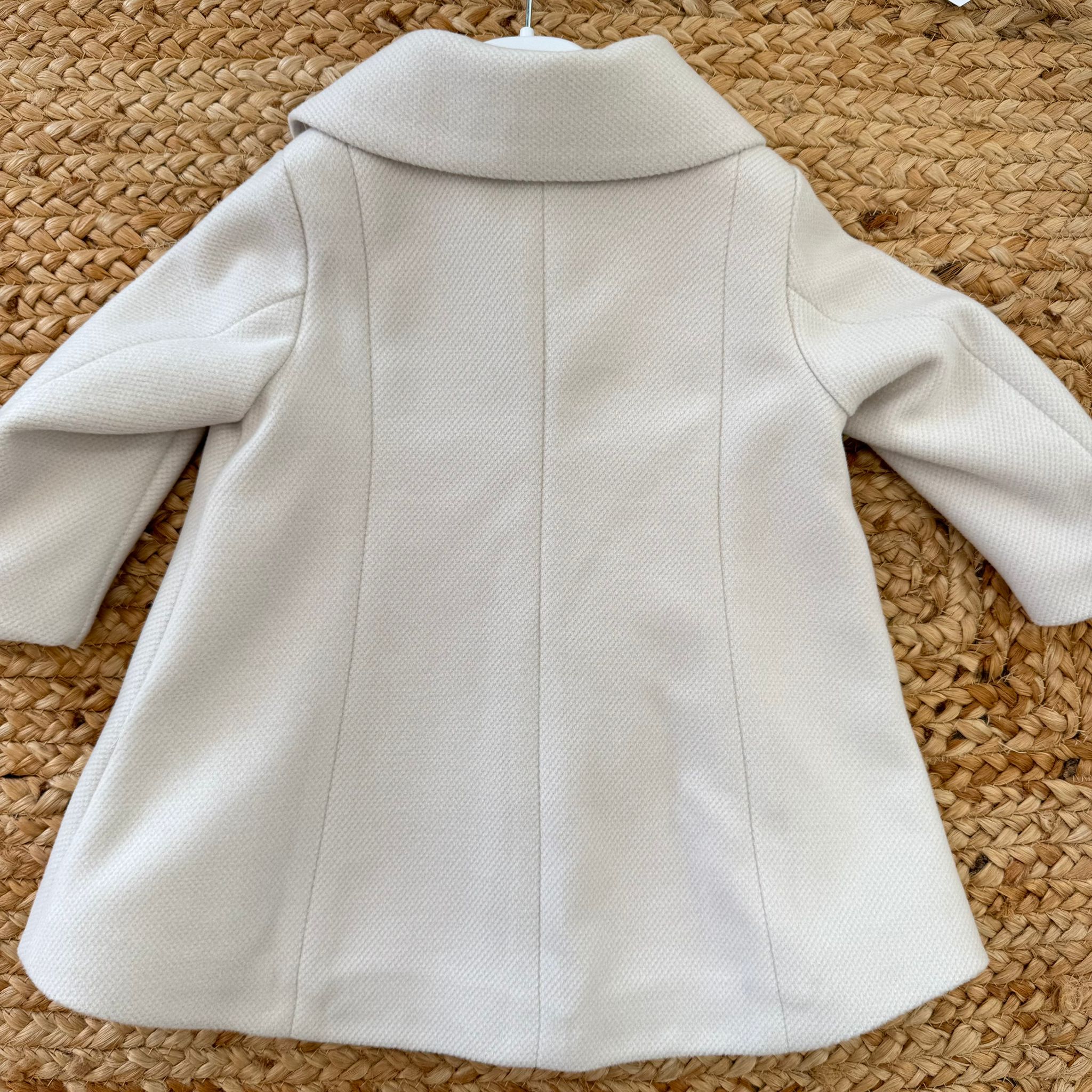 Cappottino battesimo bimba panna con colletto tondo