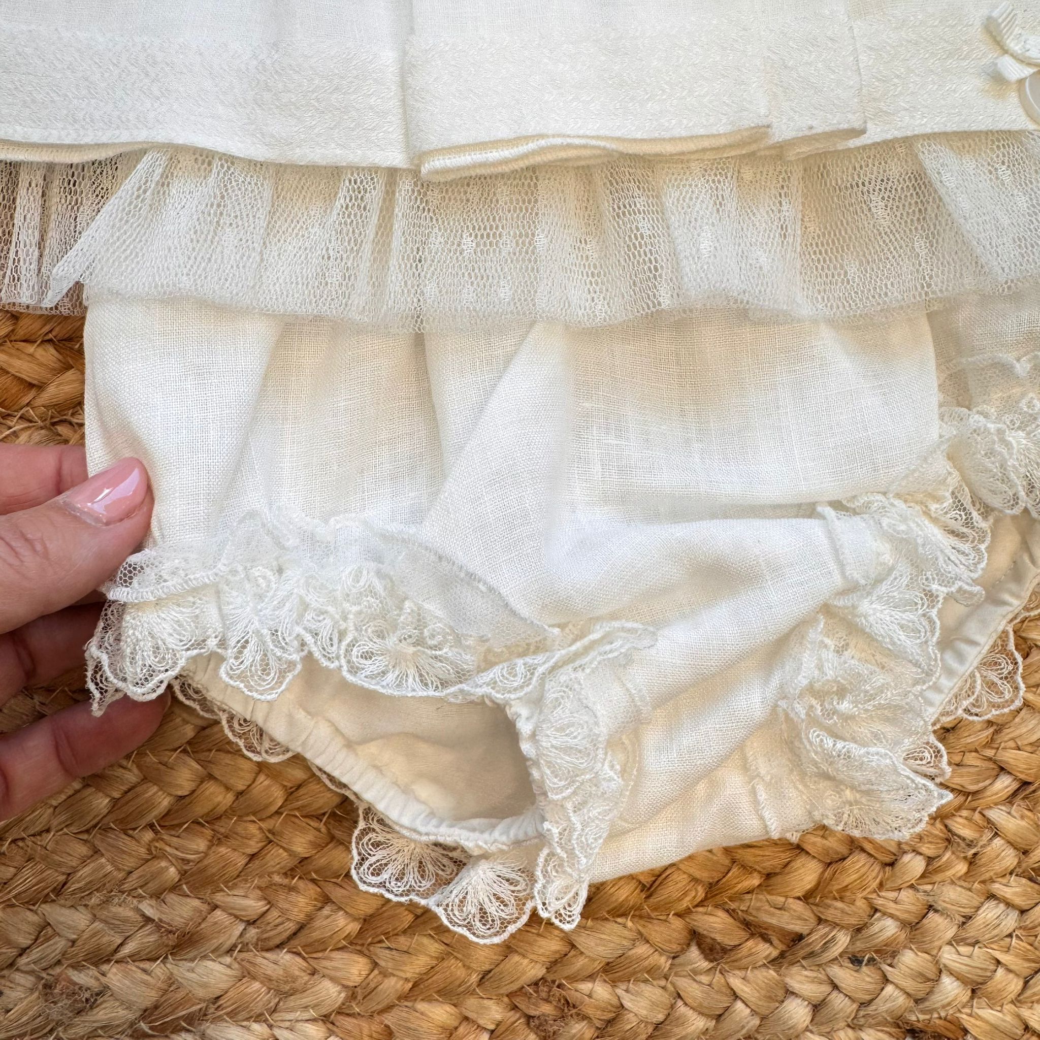 ABITO BATTESIMO BIMBA IN LINO E PIZZO
