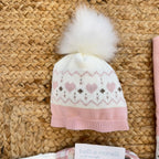 Set nascita neonata rosa e panna con orsetto