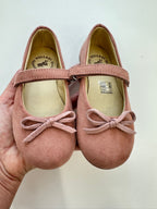 Scarpine bambina velluto rosa antico con fiocco